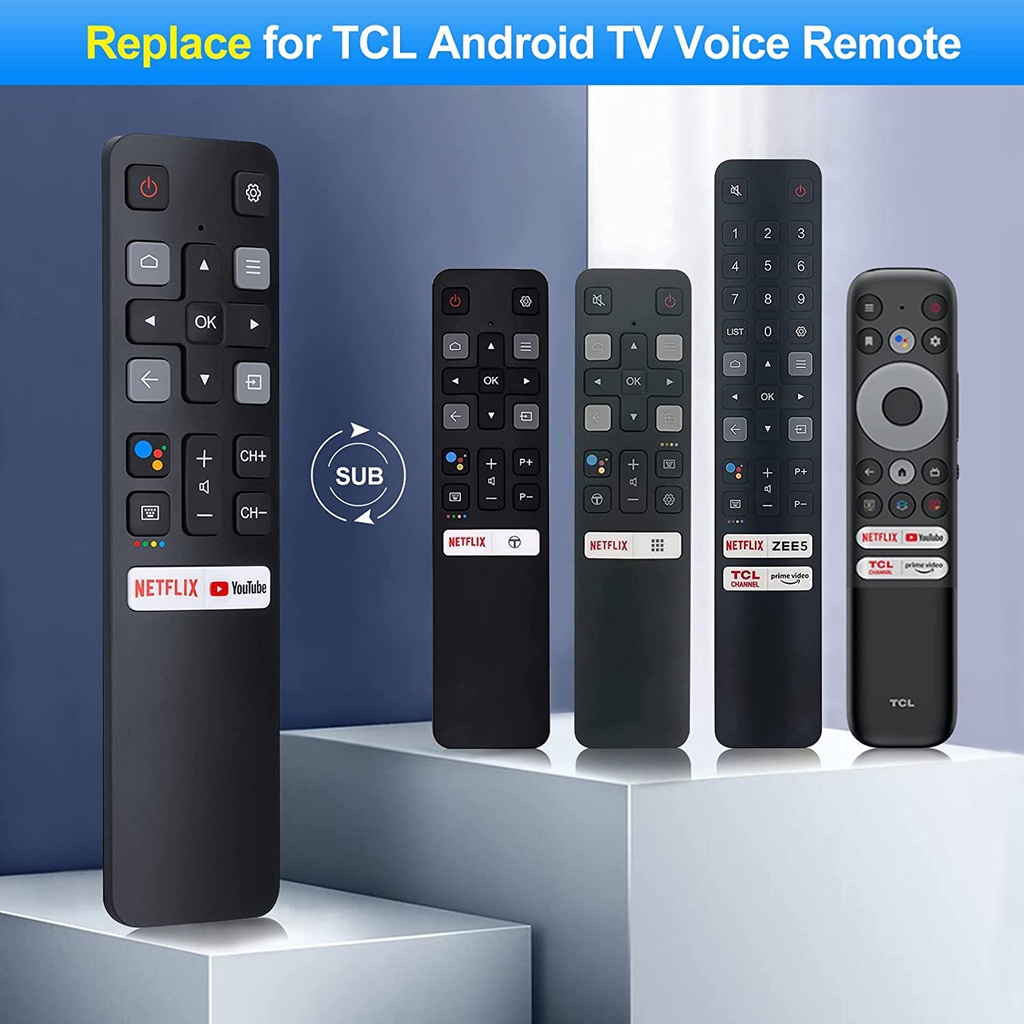 ใหม่ รีโมตคอนโทรล แบบเปลี่ยน สําหรับสมาร์ททีวี TCL Android TV RC802V TCL พร้อมฟังก์ชั่นเสียง Google Netflix YouTube - รูปที่ 2