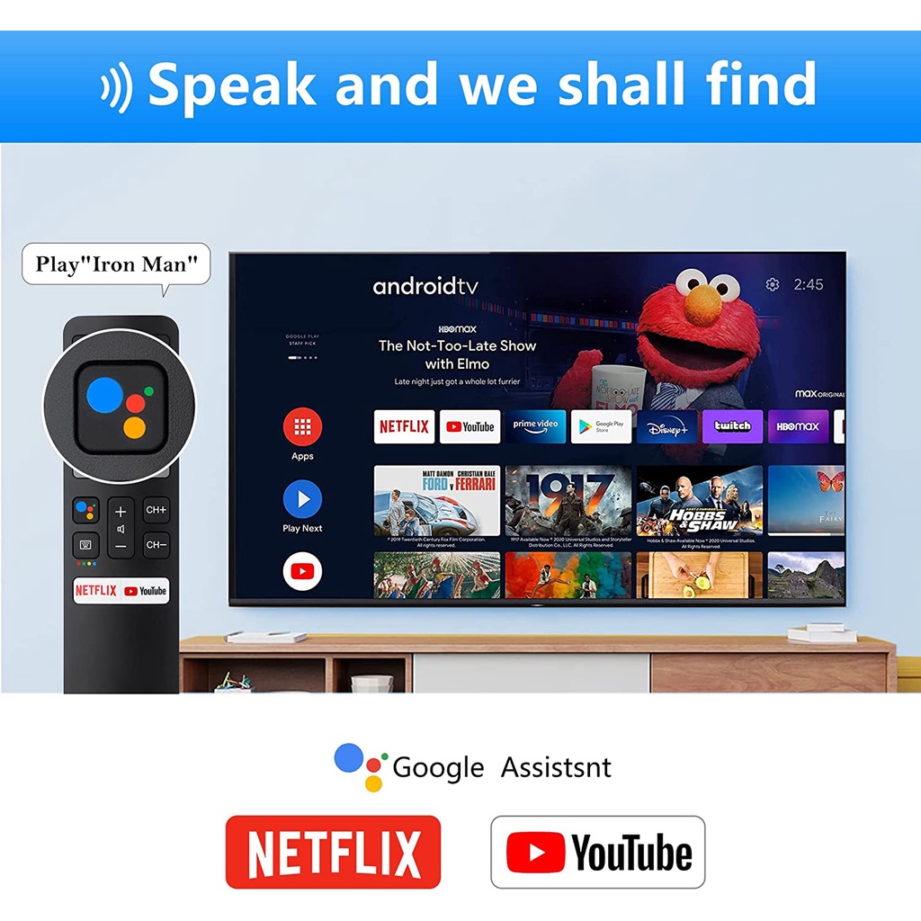 ใหม่ รีโมตคอนโทรล แบบเปลี่ยน สําหรับสมาร์ททีวี TCL Android TV RC802V TCL พร้อมฟังก์ชั่นเสียง Google Netflix YouTube - รูปที่ 3