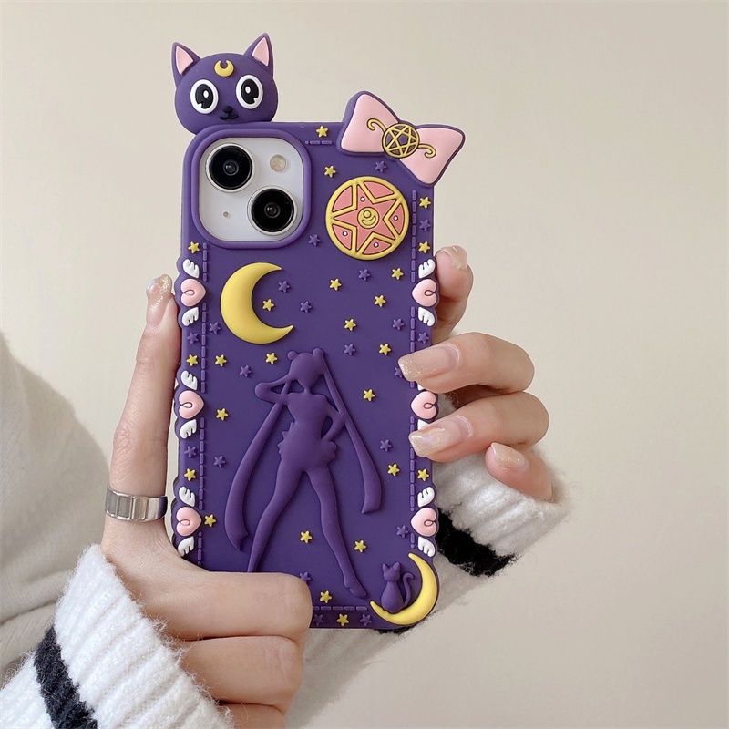 เคสซิลิโคนนิ่ม ลายแมว Luna 3D สําหรับ iphone 15 14 13 12 11 pro max