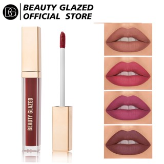 Beauty GLAZED ลิปสติก ลิปกลอส เนื้อแมตต์กํามะหยี่ หลอดสีทอง ขนาดเล็ก ลิปกลอส ลิควิด ติดทนนาน ลิปกลอสกํามะหยี่ กันน้ํา ลิปสติกหญิงสาว