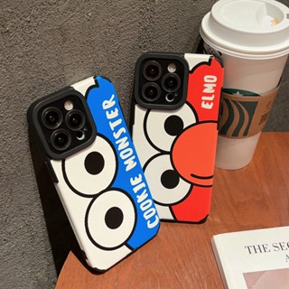 เคสโทรศัพท์มือถือหนัง ลายการ์ตูน Sesame Street Big Eyes น่ารัก สําหรับ iPhone 14 pro max 13 12 11 pro max x xs max xr 7 8 plus ip 13