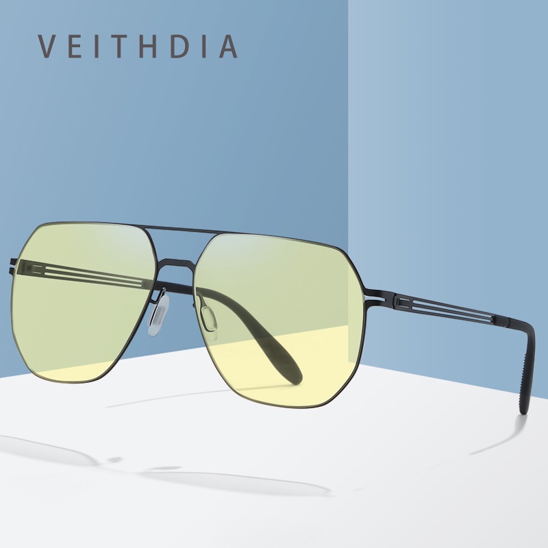 Veithdia ใหม่ แว่นตากันแดด ไนล่อน ไร้สกรู ยืดหยุ่น เปลี่ยนรูปได้ สําหรับผู้ชาย CP5007-P-Y