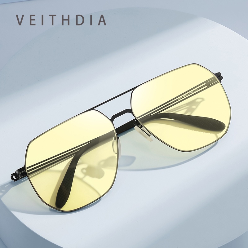 Veithdia ใหม่ แว่นตากันแดด ไนล่อน ไร้สกรู ยืดหยุ่น เปลี่ยนรูปได้ สําหรับผู้ชาย CP5007-P-Y