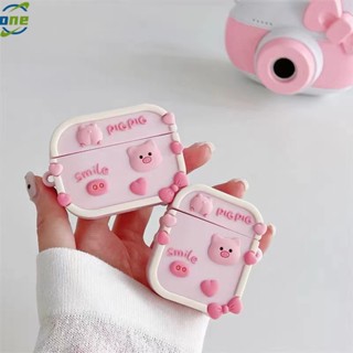 เคสหูฟังบลูทูธไร้สาย ซิลิโคนนิ่ม กันกระแทก ลายหัวหมู 3D พร้อมแหวนเทป สําหรับ AirPods 1 2 3 Pro Pro 2