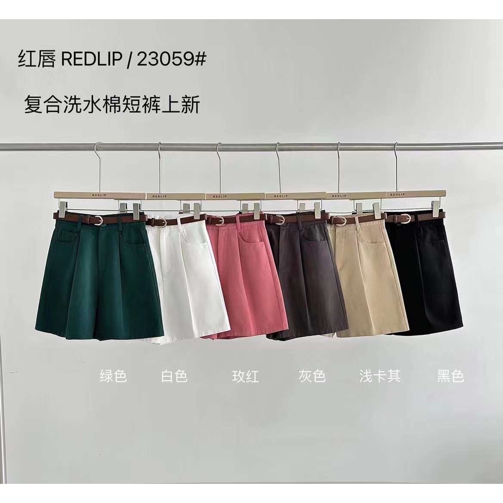 กางเกงขาสั้นผ้าลินินหลังยางยืด 6626