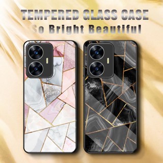 เคสโทรศัพท์ Realme C55 ฝาครอบกันกระแทกกระจกแข็ง หินอ่อนสีเขียวทอง 300