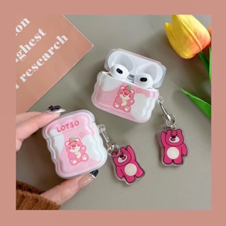 เคสหูฟังบลูทูธ tpu แบบนิ่ม ลายการ์ตูนหมี สตรอเบอร์รี่ สําหรับ airpods 1 2 pro New3