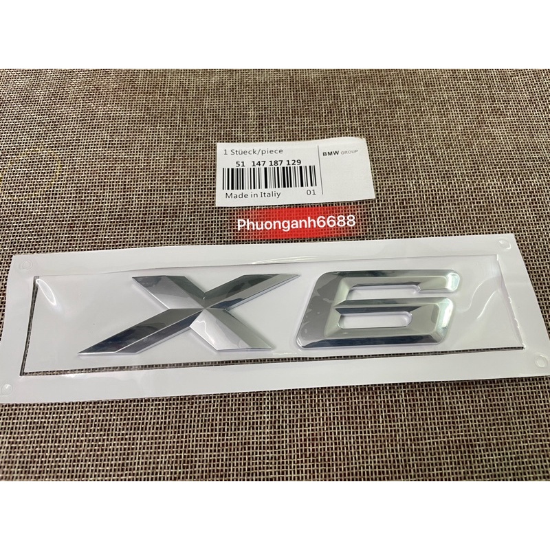 Letter X6 แสตมป์ x6 โลโก้ bmw X6