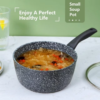 JEETEE กระทะเคลือบหินอ่อน 16cm/18cm หม้อนมขนาดเล็ก หม้ออาหารเสริมสำหรับเด็ก pot ไม่ติดกระทะ แหล่งความร้อนสากล