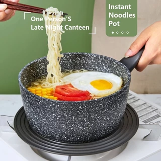 JEETEE กระทะเคลือบหินอ่อน 16cm/18cm หม้อนมขนาดเล็ก หม้ออาหารเสริมสำหรับเด็ก pot ไม่ติดกระทะ แหล่งความร้อนสากล