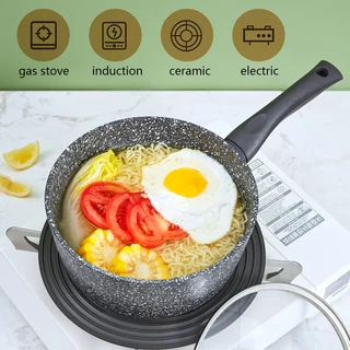 JEETEE กระทะเคลือบหินอ่อน 16cm/18cm หม้อนมขนาดเล็ก หม้ออาหารเสริมสำหรับเด็ก pot ไม่ติดกระทะ แหล่งความร้อนสากล