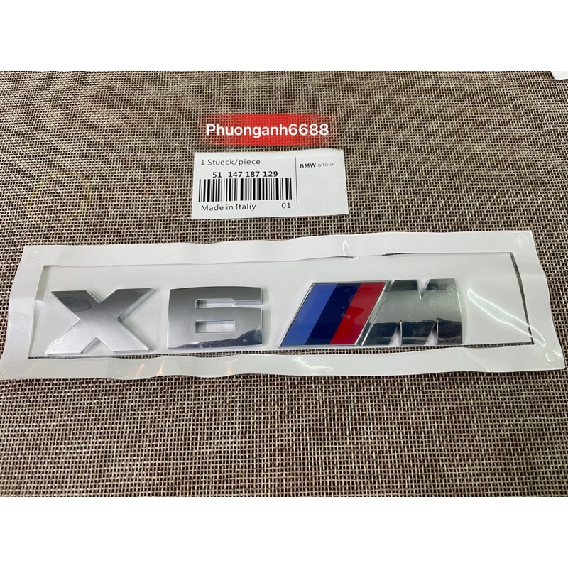 Letter X6m แสตมป์สีเงิน bmw x6m โลโก้ x6
