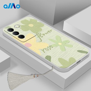 เคสโทรศัพท์มือถือ แบบนิ่ม ลายภาพวาดสีน้ํามัน รูปพู่ สีเขียว สไตล์จีน สําหรับ Vivo V27 V27e V27 Pro Vivo V25 V25e V25 Pro Vivo Y100 5G Y56 Y55s 5G