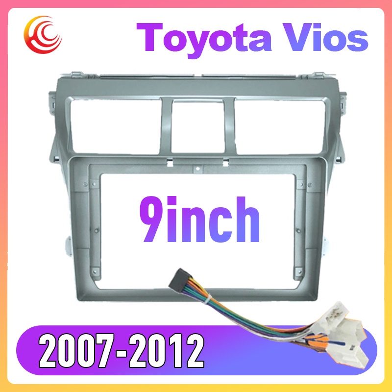 สําหรับ Toyota VIOS Yaris Android 2007-2012 เครื ่ องเล ่ นรถพร ้ อมกรอบจี ้ ไฟ , 2DIN .9นิ ้ ว