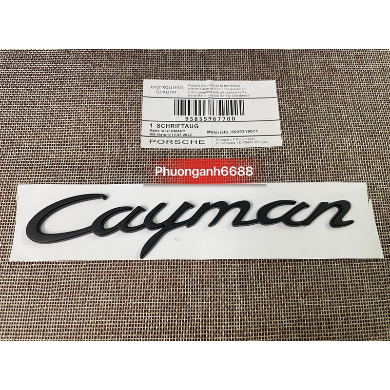 แสตมป์ Cayman Porsche, ตัวอักษร Cayman, โลโก้ Cayman Porsche