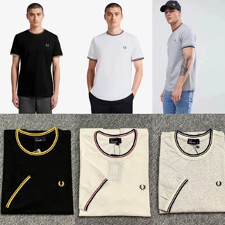 เสื้อยืดลําลอง ผ้าฝ้ายแท้ แขนสั้น คอกลม ปักลาย fred perry แฟชั่นฤดูร้อน สําหรับสตรี