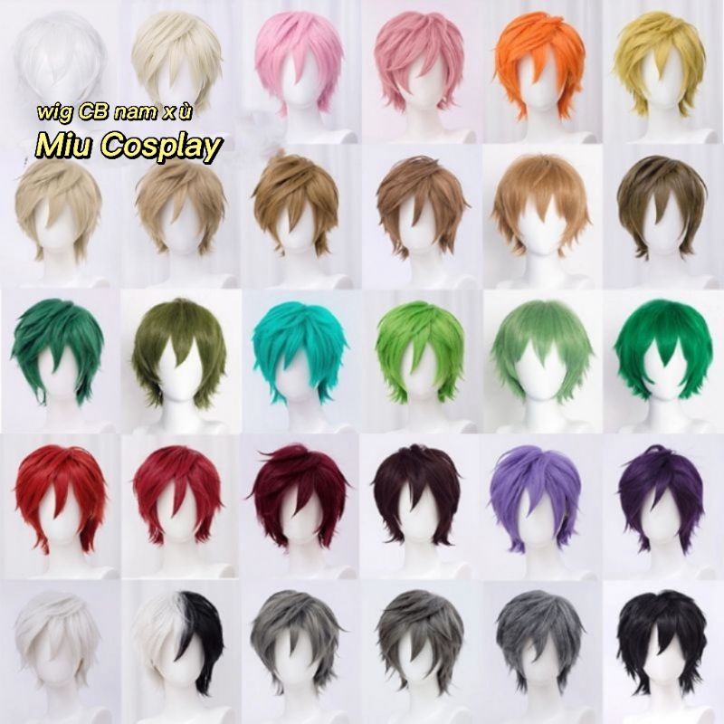 [มีอยู่] วิกผมผู้ชายพื้นฐาน/วิกผมหลายสี น้ําเงิน/แดง/ม่วง/เหลือง/ดํา/ขาว/น้ําตาล/ส้ม/เทา/ชมพู [มิว คอสเพลย์]