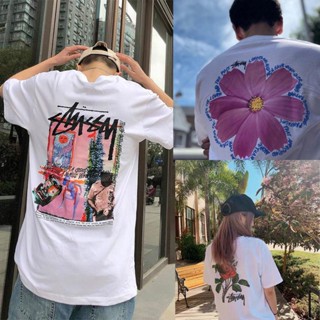 Stussy Stussy Daydream Daisy Rose Knight เสื้อยืดแขนสั้น ทรงหลวม สําหรับผู้ชายและผู้หญิง