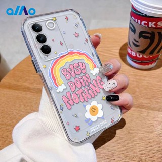 เคสโทรศัพท์มือถือ แบบนิ่ม ลายสายรุ้ง สีชมพู สําหรับ Vivo V27 V27e V27 Pro Vivo V25 V25e V25 Pro Vivo Y100 5G Y56 Y55s 5G Vivo V27