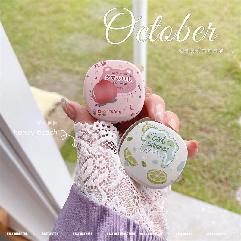 [Baseus wm01 เคสหูฟัง] พีชมะนาวเหมาะสําหรับ Baseus wm01 หูฟังไร้สายบลูทูธเคสป้องกัน Frosted