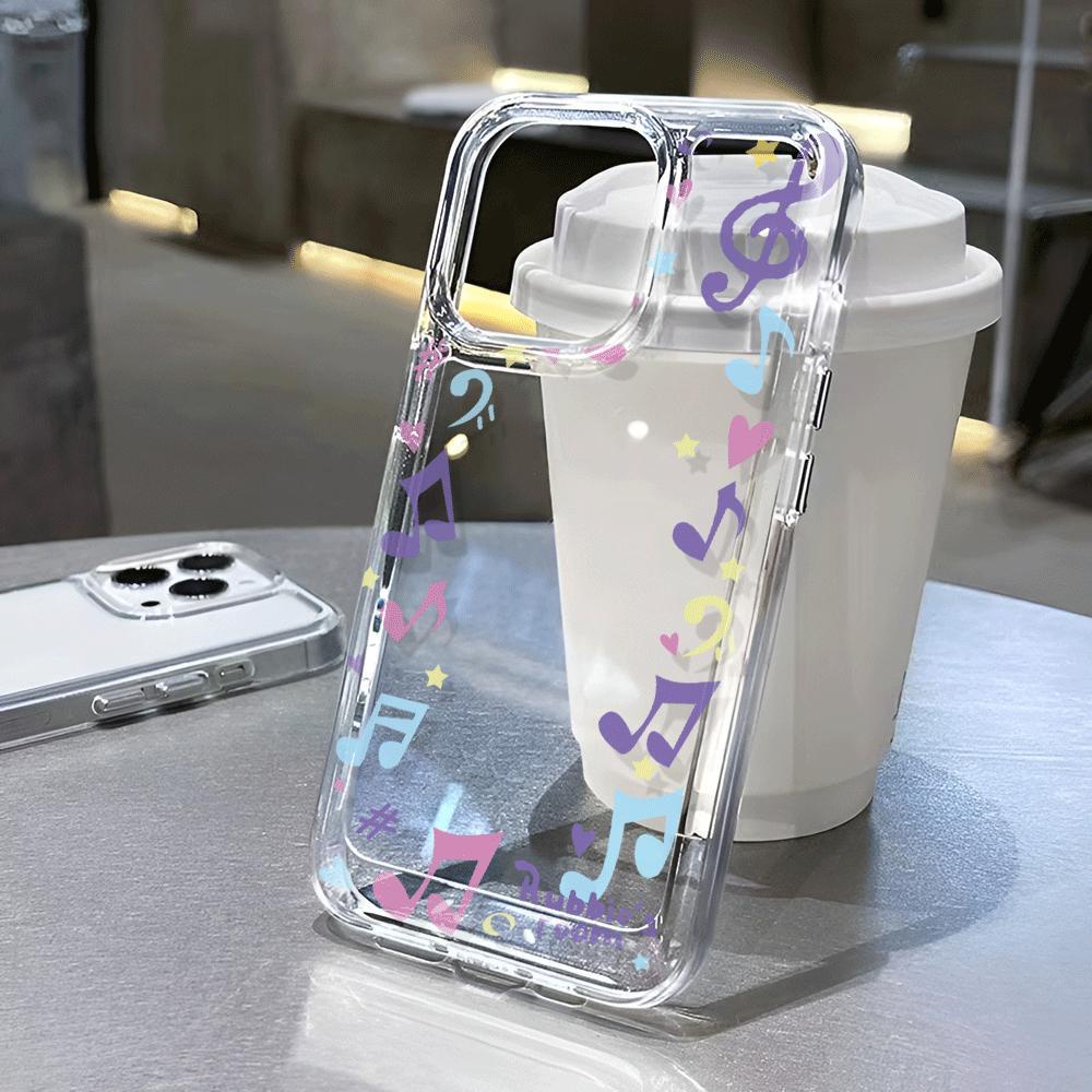 เคสโทรศัพท์มือถือแบบนิ่ม ใส ลายโน้ตดนตรีอวกาศ สําหรับ iphone 14 Pro Max 14 Plus 13 11 12 7Plus X XR XS Max 8 7 se2020