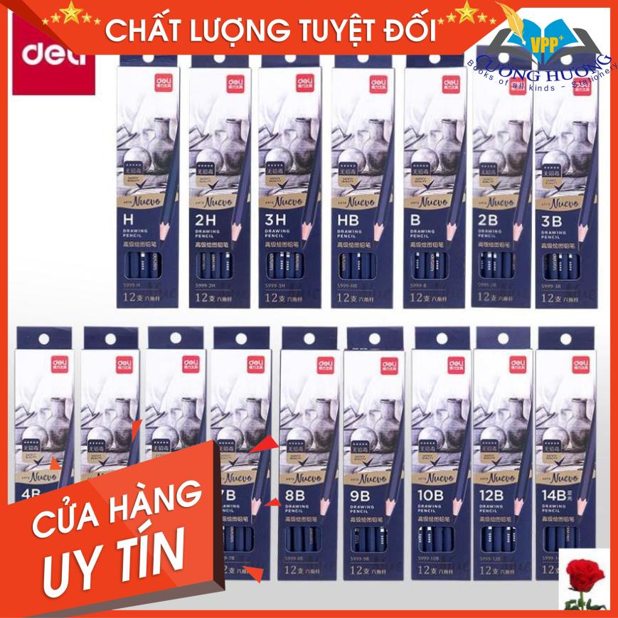 กล่องดินสอพรีเมี่ยม Deli Nuevo S999 ขนาด 12 ชิ้น | B, 2B, 3B, 4B, 5B, 6B, 7B, 8B, 9B, 10B, 12B, 14B