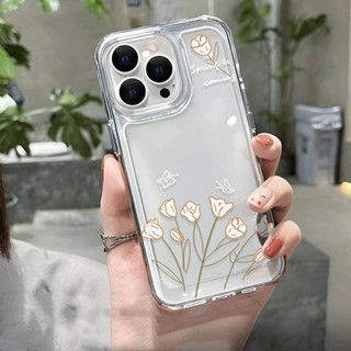 เคสโทรศัพท์มือถือแบบนิ่ม ใส ลายดอกไม้ สีขาว สําหรับ iphone 14 Pro Max 14 Plus 13 11 12 7Plus X XR XS Max 8 7 se2020