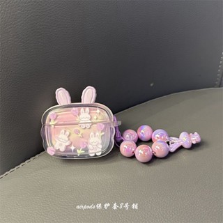 เคสหูฟังบลูทูธไร้สาย รูปกระต่ายสีม่วง สําหรับ Apple airpods รุ่น Pro 2 3 1