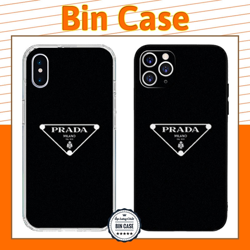 Luxury PRADA พิมพ ์ Square Edge Case สีดํา Basic Classic iphone 14 13 12 11 Pro Max 6 7 8 Plus X Xr Xs Max BRAND015