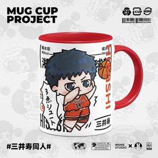 Slam Dunk Merchandise Mitsui Shou Fan แก้วน้ําเซรามิค ลายการ์ตูนอนิเมะ พร้อมฝาปิด ช้อน ของขวัญ