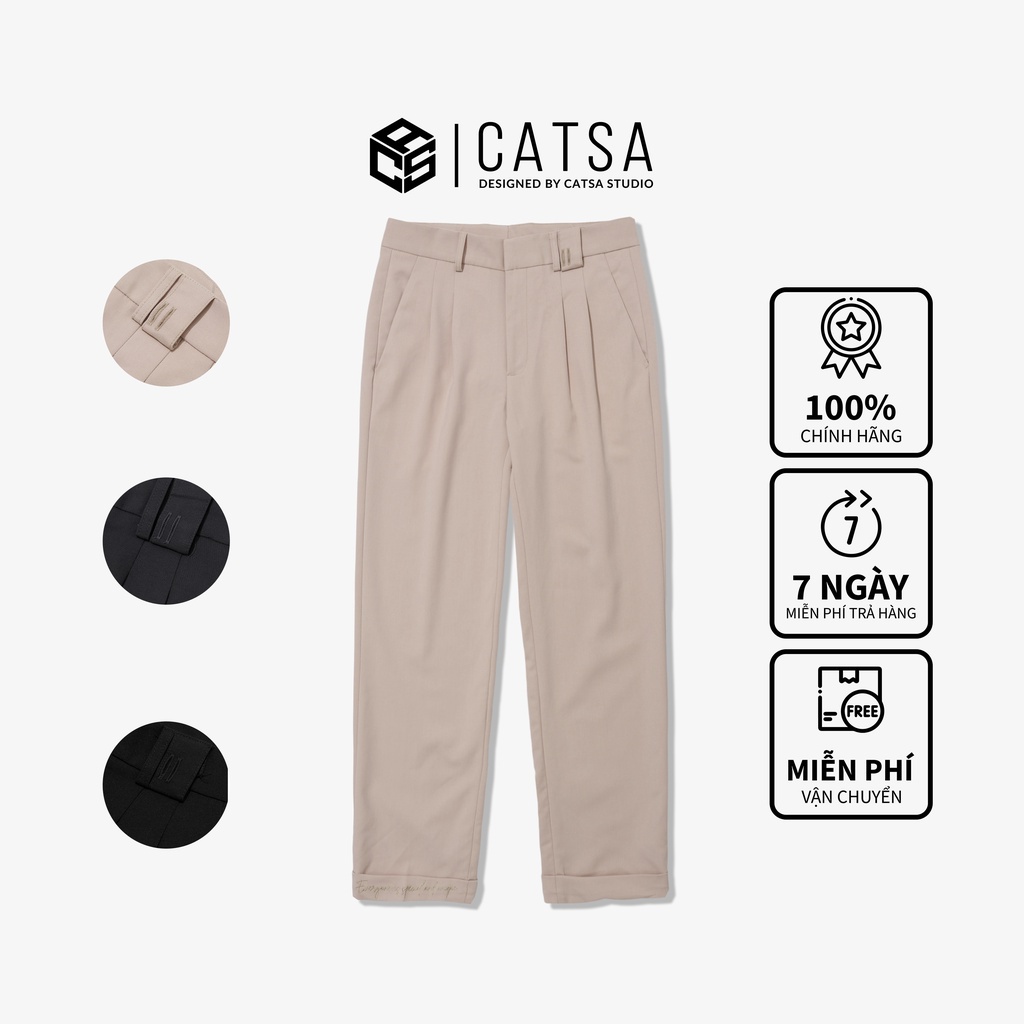 กางเกงขายาวผู้ชาย Catsa ผ้าคอตตอน ใส่สบาย อินเทรนด์ QTD078 - QTD079 - QTD080