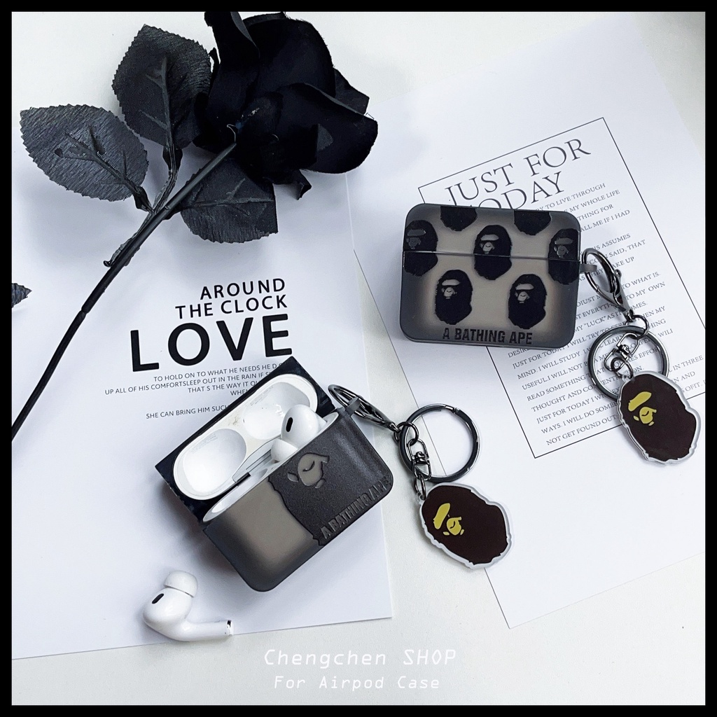 โปร่งใสโปร่งใสสีดํา TPU หูฟังป้องกันกรณีสําหรับ AirPods Pro3 กรณี BAPE Ape หัวหูฟังป้องกันกรณีสไตล์ใหม่สําหรับ AirPods4 Pro2 หูฟังป้องกันกรณีใช้งานร่วมกับ AirPodsPro กรณี AirPods2gen