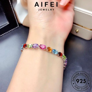 AIFEI JEWELRY คริสตัล แท้ ผู้หญิง เกาหลี Silver 925 กำไลข้อมือ เงิน ผู้หญิง เครื่องประดับ แฟชั่น วงรี ต้นฉบับ กำไล เครื่องประดับ B291