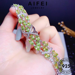 AIFEI JEWELRY กำไลข้อมือ ต้นฉบับ เงิน เครื่องประดับ แฟชั่น เกาหลี กำไล 925 พลอยสีม่วง รูปร่างมะกอก แท้ เครื่องประดับ ผู้หญิง ผู้หญิง Silver B519