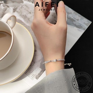 AIFEI JEWELRY Silver ต้นฉบับ แฟชั่น ผู้หญิง ผู้หญิง 925 มอยส์ซาไนท์ไดมอนด์ เงิน เกาหลี เครื่องประดับ แท้ โบว์ง่ายๆ เครื่องประดับ กำไล กำไลข้อมือ B275