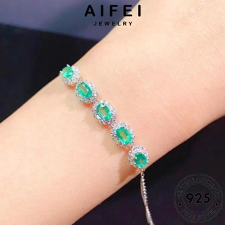 AIFEI JEWELRY แฟชั่น ต้นฉบับ ผู้หญิง วงรี 925 ผู้หญิง เครื่องประดับ เครื่องประดับ มรกต กำไลข้อมือ เงิน Silver แท้ กำไล เกาหลี B540