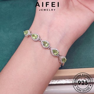 AIFEI JEWELRY Silver คริสตัล เกาหลี แฟชั่น ผู้หญิง 925 กำไลข้อมือ แท้ ผู้หญิง กำไล เงิน เครื่องประดับ รูปร่างมะกอก ต้นฉบับ เครื่องประดับ B544