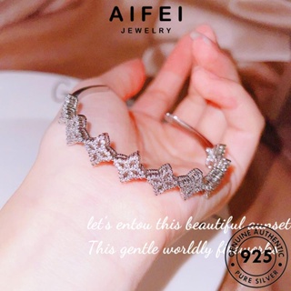 AIFEI JEWELRY โคลเวอร์สี่ใบกลวง เครื่องประดับ ผู้หญิง แฟชั่น 925 Silver มอยส์ซาไนท์ไดมอนด์ เงิน เกาหลี ต้นฉบับ กำไล แท้ เครื่องประดับ ผู้หญิง กำไลข้อมือ B570