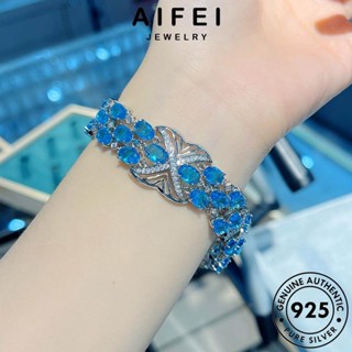 AIFEI JEWELRY สี่เหลี่ยม ต้นฉบับ อความารีน ผู้หญิง เกาหลี Silver เครื่องประดับ กำไลข้อมือ 925 กำไล แฟชั่น ผู้หญิง แท้ เงิน เครื่องประดับ B530