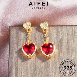 AIFEI JEWELRY ทับทิม เครื่องประดับ เกาหลี ผู้หญิง ต่างหู เงิน ตุ้มหู เครื่องประดับ 925 ห่วง Silver หนีบ แฟชั่น ต้นฉบับ แท้ E708