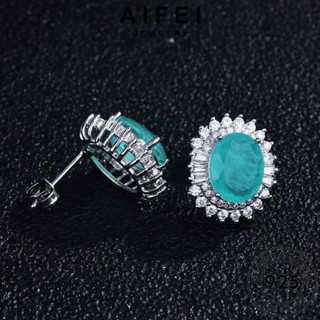 AIFEI JEWELRY ต้นฉบับ 925 Silver เงิน อความารีน ผู้หญิง หนีบ วงรี เครื่องประดับ ต่างหู แท้ ห่วง แฟชั่น ตุ้มหู เครื่องประดับ เกาหลี E825