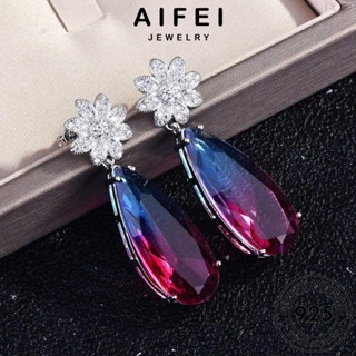 AIFEI JEWELRY Silver ผู้หญิง ตุ้มหู พลอยสีม่วง หนีบ แท้ ต่างหู เครื่องประดับ เงิน ห่วง เครื่องประดับ เกาหลี แฟชั่น หยดน้ำ 925 ต้นฉบับ E807