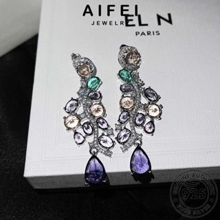 AIFEI JEWELRY ต้นฉบับ เงิน แฟชั่น เครื่องประดับ ทรงหยดน้ำ 925 เครื่องประดับ ห่วง หนีบ แท้ ตุ้มหู เกาหลี ต่างหู Silver ผู้หญิง อเมทิสต์โกลด์ E854