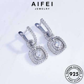 AIFEI JEWELRY เกาหลี เครื่องประดับ ตุ้มหู ห่วง เงิน มอยส์ซาไนท์ไดมอนด์ แท้ หนีบ เครื่องประดับ แฟชั่น 925 กลม Silver ต่างหู ต้นฉบับ ผู้หญิง E875