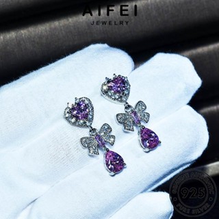 AIFEI JEWELRY ต่างหู เครื่องประดับ หนีบ ผู้หญิง แฟชั่น ตุ้มหู ต้นฉบับ ห่วง เงิน แท้ Silver เครื่องประดับ หูกระต่าย 925 เกาหลี คริสตัลเพชรสีชมพู E924