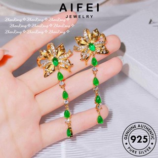 AIFEI JEWELRY หูกระต่าย ต่างหู ห่วง Silver แฟชั่น ผู้หญิง เครื่องประดับ ต้นฉบับ เงิน ตุ้มหู มรกต เครื่องประดับ หนีบ 925 เกาหลี แท้ E979