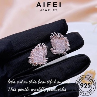 AIFEI JEWELRY เกาหลี มอยส์ซาไนท์ เครื่องประดับ แท้ ไดมอนด์ ต่างหู แฟชั่น 925 ห่วง หนีบ โกลด์ ที่จะทอ ตุ้มหู เครื่องประดับ เงิน Silver ต้นฉบับ ผู้หญิง E1000