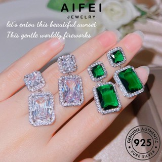 AIFEI JEWELRY เครื่องประดับ หนีบ ผู้หญิง มรกต คอลัมน์สี่เหลี่ยม เงิน ต่างหู เครื่องประดับ Silver ตุ้มหู ต้นฉบับ แท้ เกาหลี ห่วง 925 แฟชั่น E1005