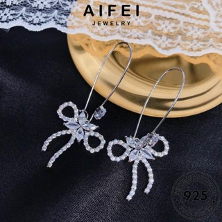 AIFEI JEWELRY เครื่องประดับ หูกระต่าย หนีบ เครื่องประดับ เงิน แท้ แฟชั่น ตุ้มหู ผู้หญิง Silver เกาหลี มอยส์ซาไนท์ไดมอนด์ 925 ต้นฉบับ ห่วง ต่างหู E1041