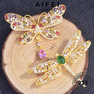 AIFEI JEWELRY ผู้หญิง เกาหลี ไดมอนด์ 925 เครื่องประดับ โกลด์ หนีบ เงิน เครื่องประดับ ต้นฉบับ แท้ ต่างหู ตุ้มหู Silver แฟชั่น ห่วง ผีเสื้อ มอยส์ซาไนท์ E1050